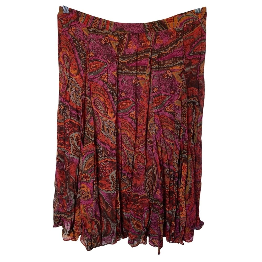 Coldwater Creek Women's Paisley Midi Skirt Medium Pleated Flowy Boho Indie Y2K